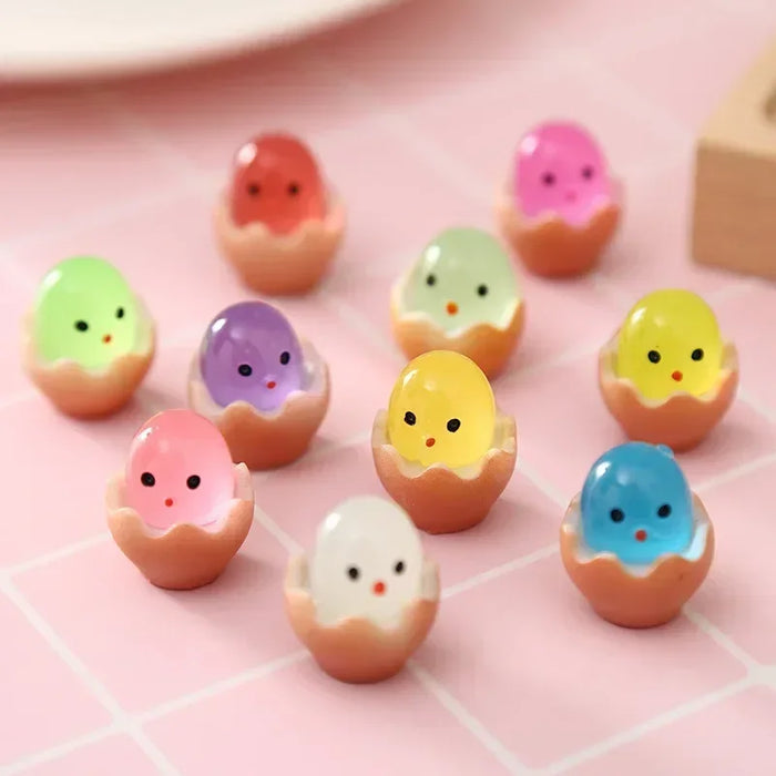 20PCS Luminous Chick Eggs Micro Landscape Ornament Easter Toys Birth Egg Glow in Dark Fairy Miniature Flower Potted Kids Gift