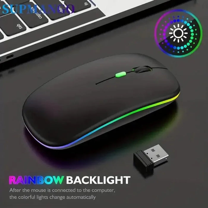 Rechargeable Wireless Mouse LED Backlit Mouse Laptop Computer Mouse 2.4Ghz