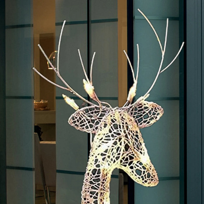 Metal Frame Reindeer Decor Glowing Christmas Deer Ornament Set with Led Lights