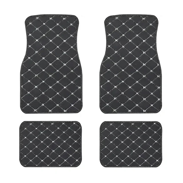 Car Floor Mats 4PCS Universal PU Leather Waterproof Auto Foot Pad Protector
