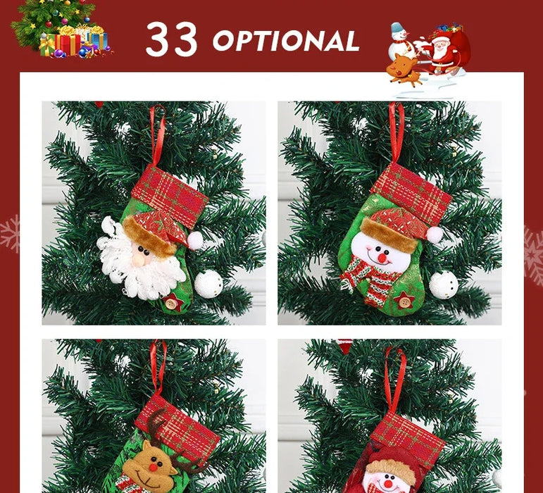2pcs 2023 New Christmas Decoration Socks Cartoon Santa Claus Fawn Snowmen Socks Christmas Tree Hanging Ornaments Home Decoration