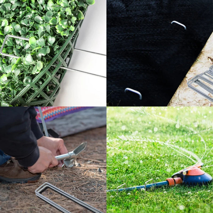 40Pcs/Pack Garden Peg Silver Metal U-Shape Garden Staple Garden Ground Nail Film Fixed Pegs Gardening Fixing Tools Film Peg