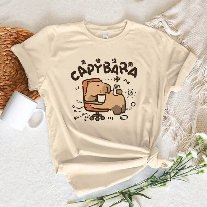 Funny Capybara T-shirts Men Women Summer Cute Animal T Shirt Short Sleeve Graphic T Shirts Streetwear Women's Clothing