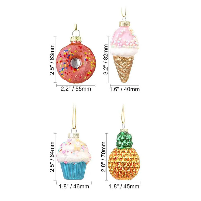 Christmas Tree Decorations Avocado Fruit Pineapple Cupcake Donut Ice Cream