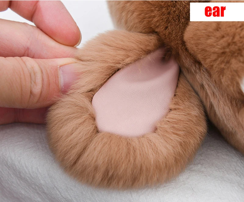 Fluffy Cute Bunny 18CM Real Fur Keychain Rex Rabbit Pom Pom Gift Toy Doll Women Bag Pendant Charm Car Key Keyring Metal ring