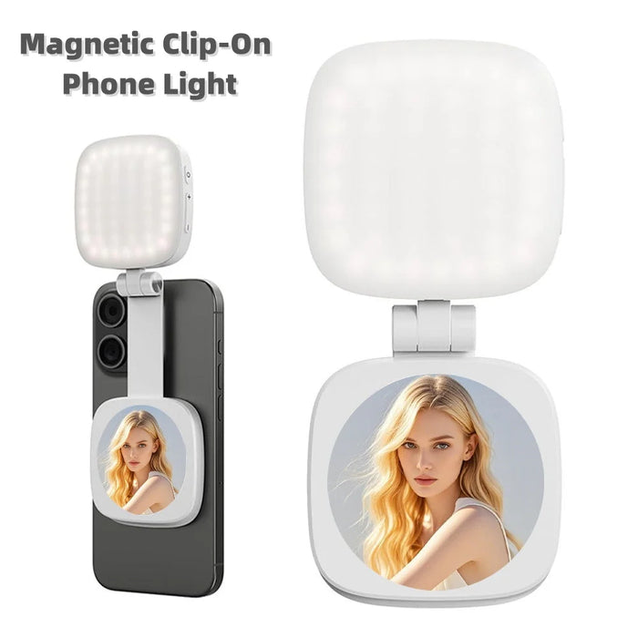 Magnetic Phone Fill Light for Selfie & Live-Streaming LED Beauty Light with Long Battery Life 4 Color Temps & 5 Bright Levels