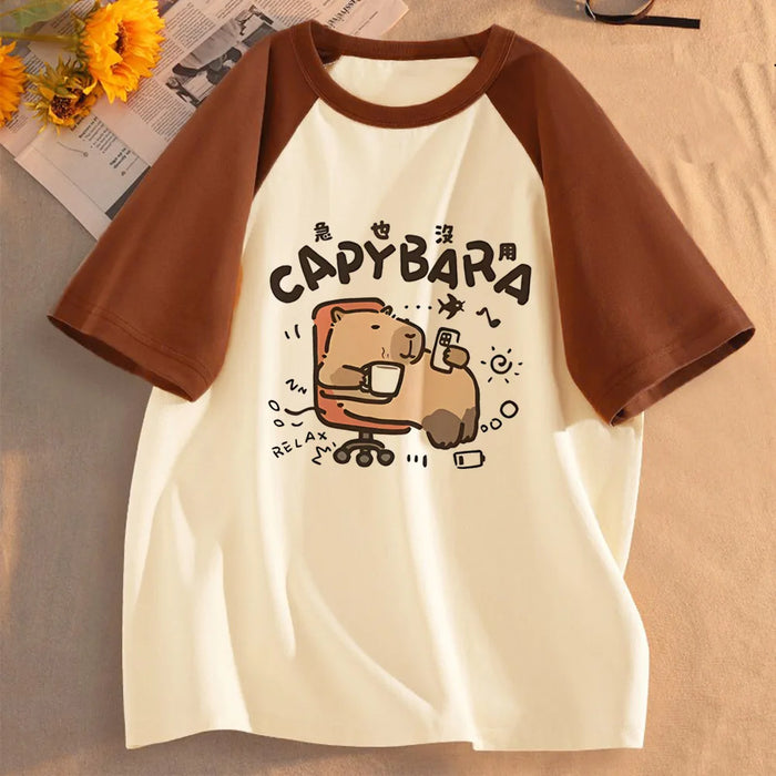 Funny Capybara T-shirts Men Women Summer Cute Animal T Shirt Short Sleeve Graphic T Shirts Streetwear Women's Clothing