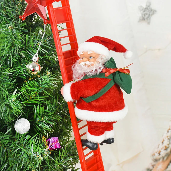 Santa Claus Doll Climbing Ladder with Music Christmas Tree Ornaments