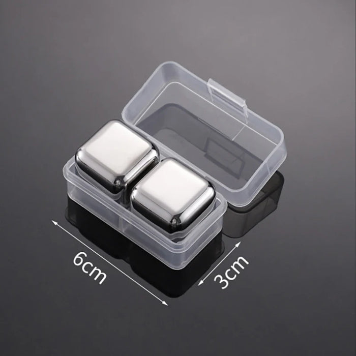 Reusable Stainless Steel Ice Cubes, 304 Steel Chilling Stones for Whiskey, Wine, Beer, Drink, Quick-Freeze Cooling Rock Bar Tool