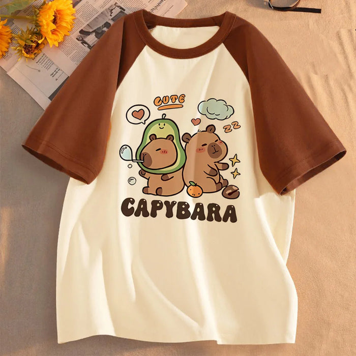 Funny Capybara T-shirts Men Women Summer Cute Animal T Shirt Short Sleeve Graphic T Shirts Streetwear Women's Clothing
