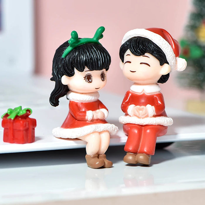 A Pairs Mini Lovers Snowman Santa Claus Miniature