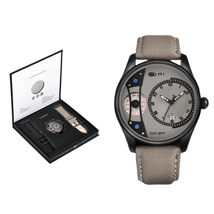 Set Gift Box for Men's Minimalist Business Watch Luxury Versatile Double Strap Detachable Watch Festival Gift