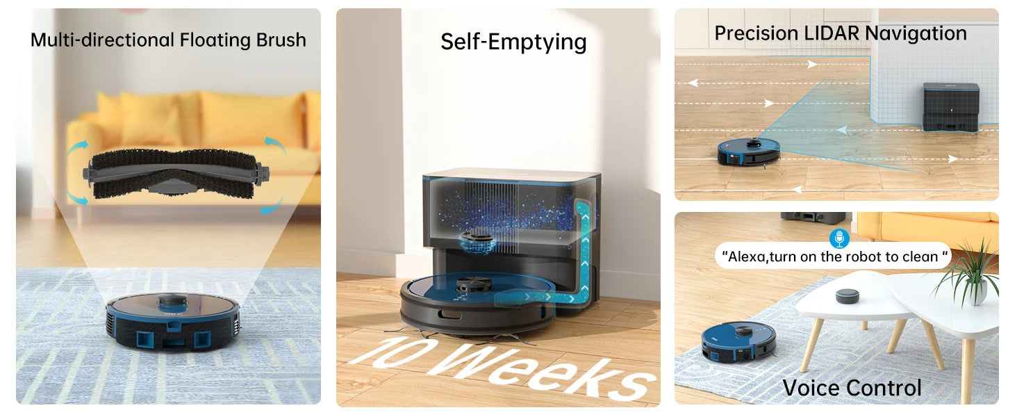 OKP L3 Robot Vacuum with Self-Empty Dock, 3800Pa Suction ,Lidar Navigation, 5L Dust-Bag Hands-Free Cleaning for up to 10 Weeks