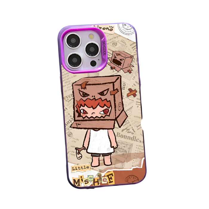 Cartoon Cute Destruction Hirono Case for iPhone 16 15 14 13 Pro Max Plating Matte Hard