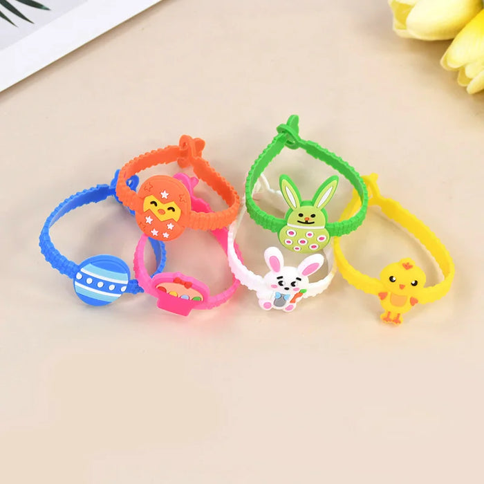 Easter Kids Gift Rabbit Eggs Bracelets Silicone Ring Keychains Happy Easter Birthday Party Favors Goodie Bag Basket Filler Toys