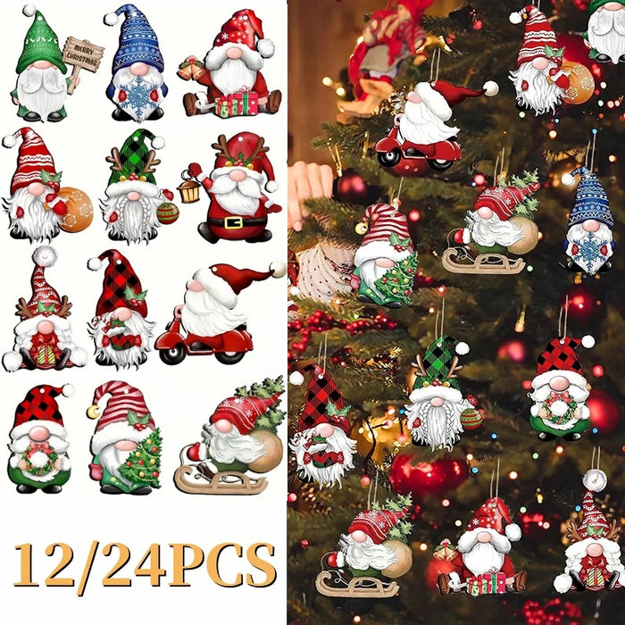 Wooden Christmas Gnome Hanging Ornaments Christmas Tree