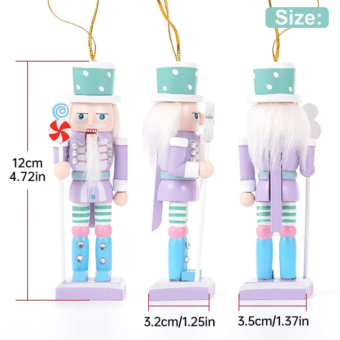 4Pcs Candy Series Nutcracker Puppet Christmas Tree Pendant Wooden