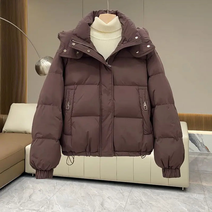 Korean Winter Jacket Women Parkas 2024 New Short Hooded Cotton Padded Jacket Casual Warm Parka Female Outwear Ladies Top