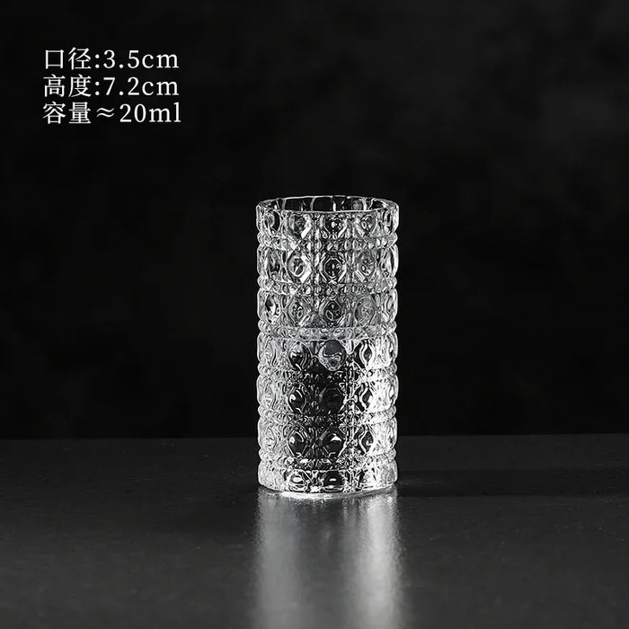 Engraved Diamond Crystal Glass Shot Glass for Whiskey Foreign Wine White Wine Bullet Glass Carved Home Household Drinkware