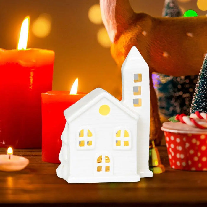 Christmas Village Lighted Ceramic Houses Indoor Ornaments christmas Holiday