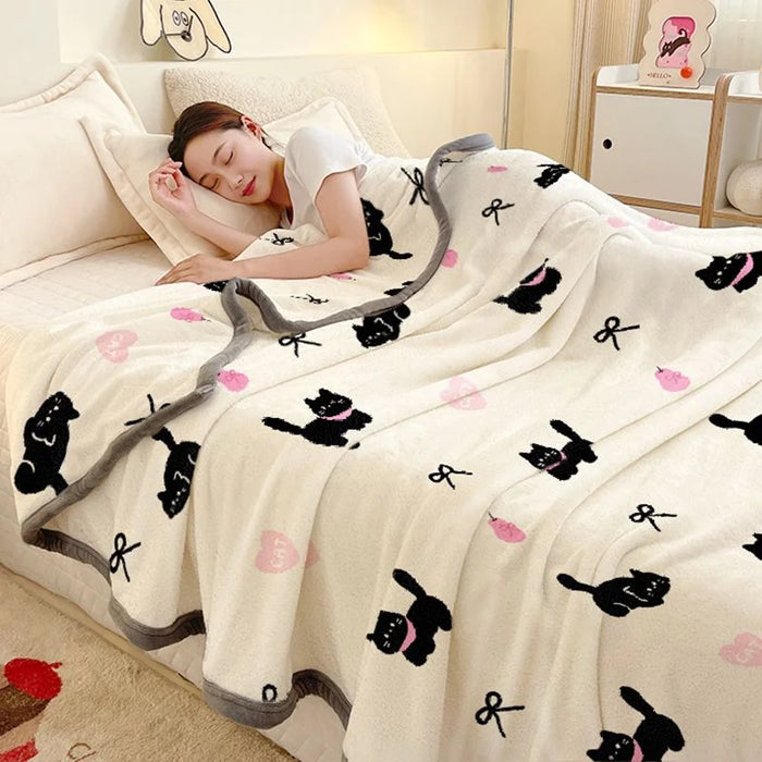 YanYangTian 2024 New Capybara Thin blanket sofa cover bedding Cute puppy print Autumn Winter warm comforter Home and decoration