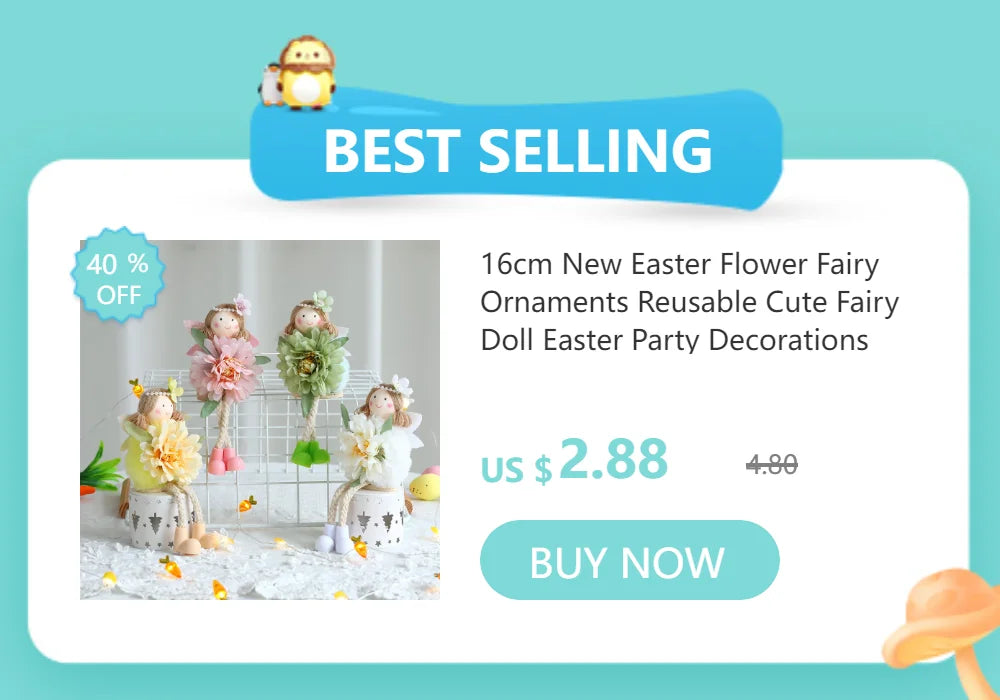 24cm Easter Flower Bunny Ornaments Pink Yellow Gauze Skirt Bunny Easter Party Decor Supplies Home Desktop Decorations Kids Gifts