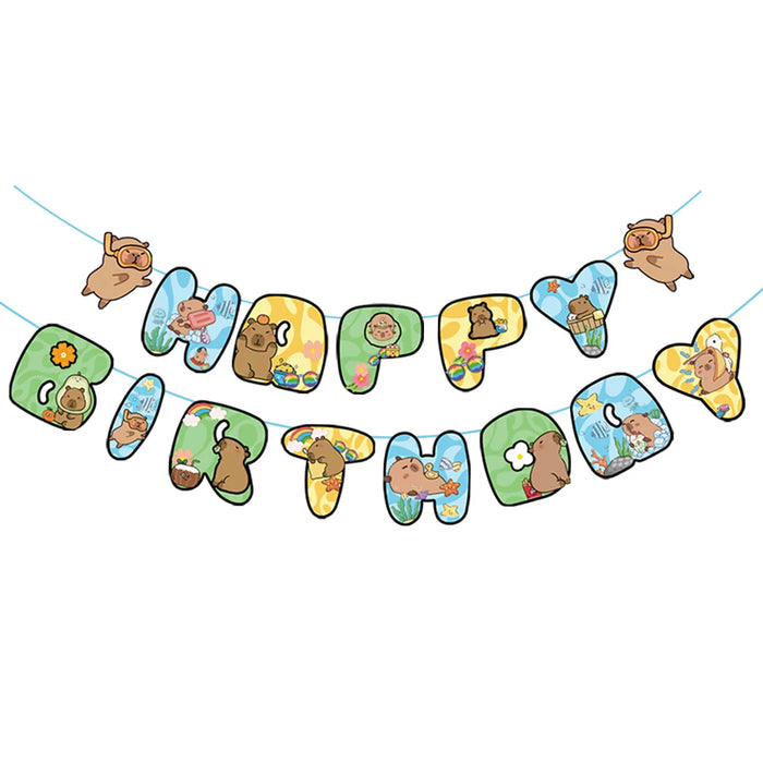 Capybara Birthday Decoration Cartoon Tableware Cups Plate Napkin Balloons Capybara Theme Birthday Party Decoration Supplies Kit