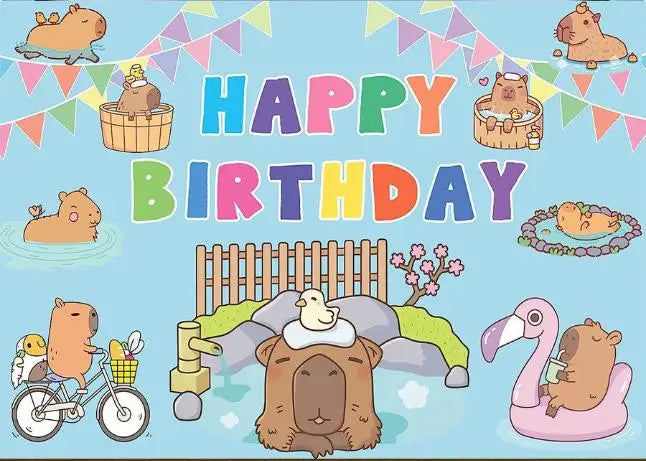 Capybara Birthday Decoration Cartoon Tableware Cups Plate Napkin Balloons Capybara Theme Birthday Party Decoration Supplies Kit