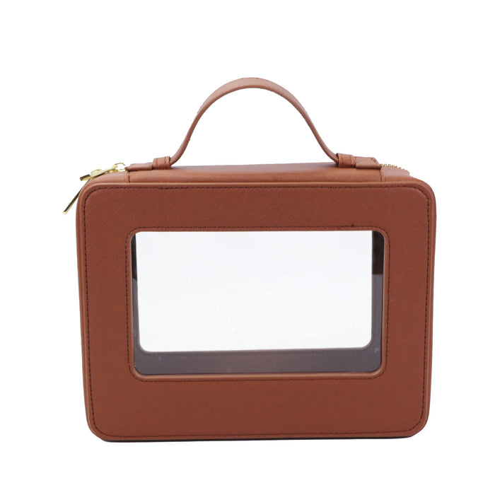 Customized Letters Transparent Makeup Bag Saffiano Portable Cosmetic Case