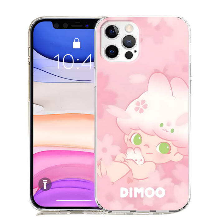 Cartoon DIMOO Case for iPhone 16 13 14 Plus 15 Pro 7 8 Plus Max Clear Silicone Phone Cover Cute Coque