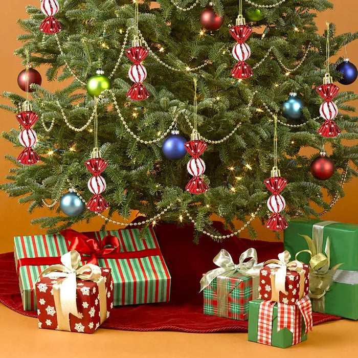 6pcs/set Christmas Candy Pendants Colorful Lollipop Cane Hanging Ornaments