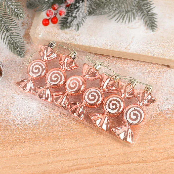 6pcs/box Christmas Candy Pendant Xmas Tree Hanging Ornaments