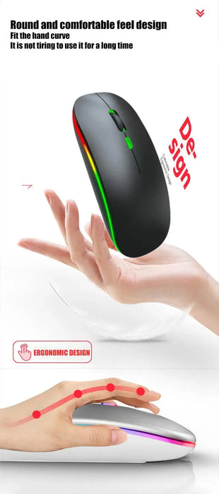 Rechargeable Wireless Mouse LED Backlit Mouse Laptop Computer Mouse 2.4Ghz