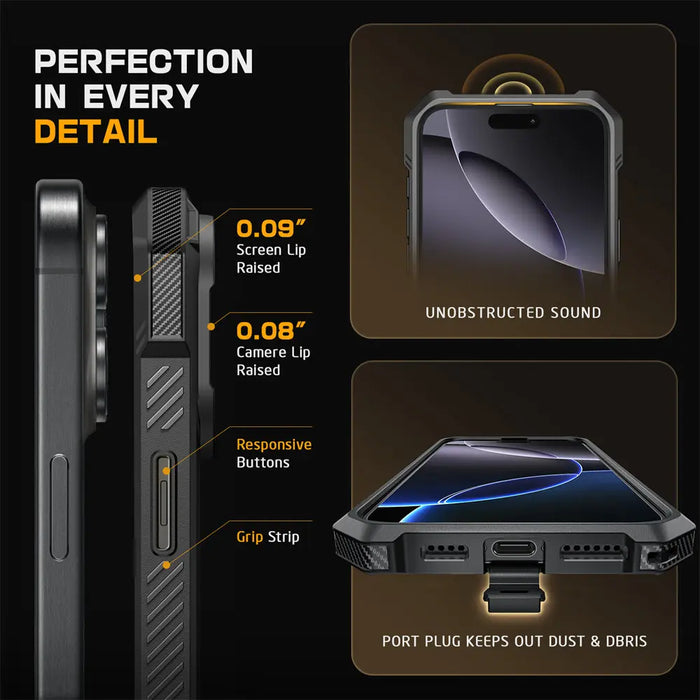 SUPCASE For iPhone 16 Pro Max Case with Camera Control Capture Button UB Grip Heavy Duty Rugged Magnetic Phone Case with Stand