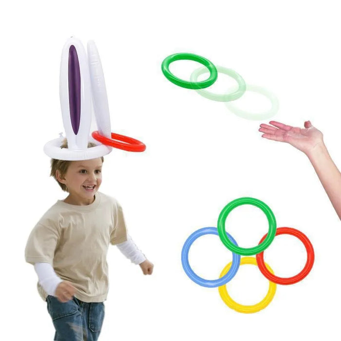 Easter Party Game Inflatable Rabbit Ear Hat Bunny Ears Ring Toss Game Kid Toys Funny Gift Family Game Birthday Party Supplies