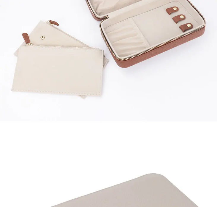 Personalized Emboss Gold Name Pebble Leather Jewelry Storage Box