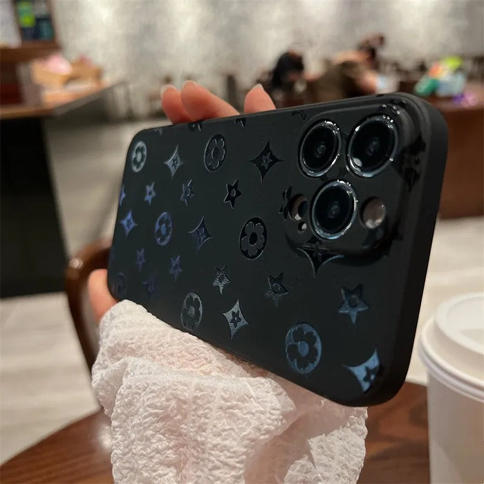 Luxury Retro Classic Phone Case For iP 16 15 14 13 12 11Pro Max XR X XS 12Mini 16Puls 15Pro Soft Silicone Black Phone Cases