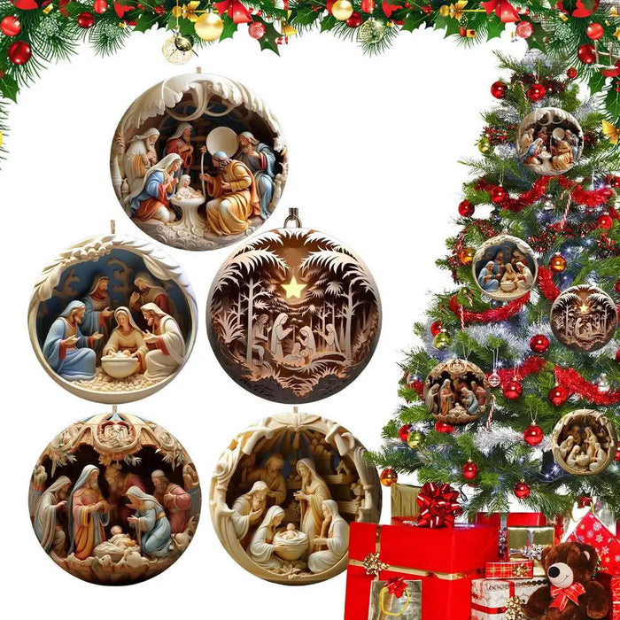 5pcs Nativity Christmas Tree Pendant Jesus Christ Hanging Ornaments