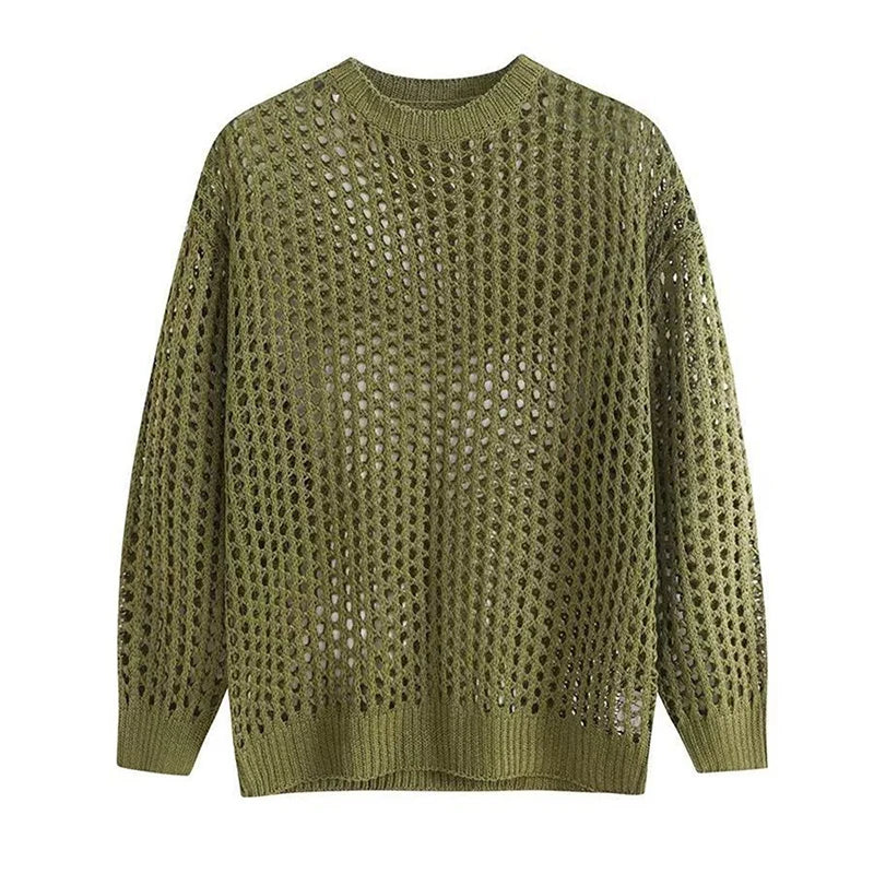 Summer Vintage Hollow Out Loose Knitting T-shirt