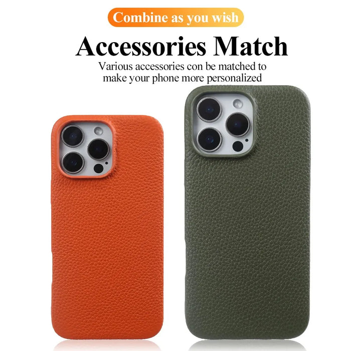 Luxury Magnetic Magsafe Genuine Leather Case For iP 16 Pro Max 15 14 13 12 11 Phone Cases Back Cover