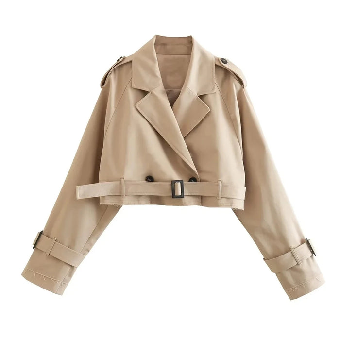 Belt Cropped Trench Spring Jacket