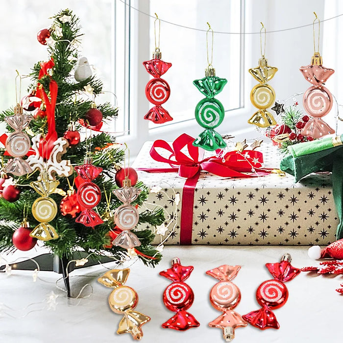 6pcs/box Christmas Candy Pendant Xmas Tree Hanging Ornaments