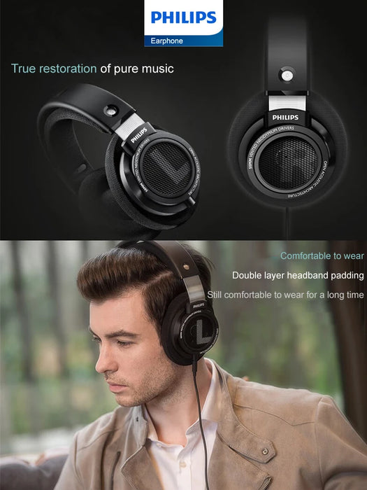 Philips SHP9500 Headphone HiFi Stereo Wired Earphone Computer Online Learning Earbuds Esports Game 3.5mm 6.3mm Universal Headset