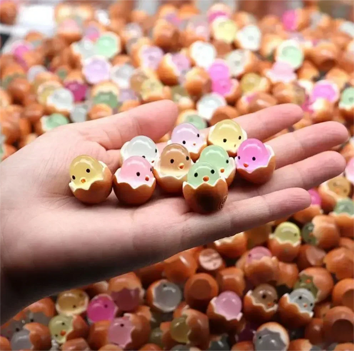 20PCS Luminous Chick Eggs Micro Landscape Ornament Easter Toys Birth Egg Glow in Dark Fairy Miniature Flower Potted Kids Gift