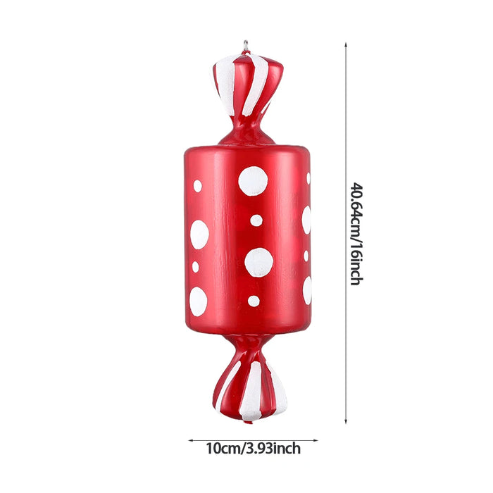 2pc 15cm Large Candy Pendant Christmas Decoration Red And White Lollipop