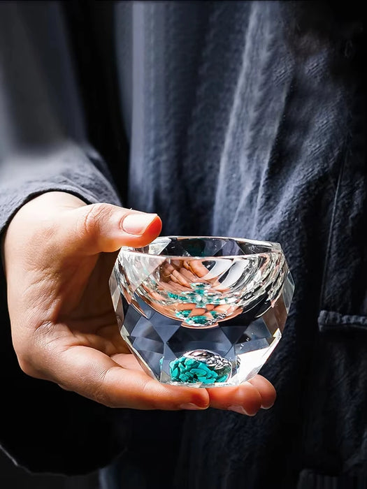 Creative Crystal Faceted Liquor Glasses  Vodka Whiskey Spirits Glasses Turquoise Scales Dispensers Home Sip Glasses Bar Utensils