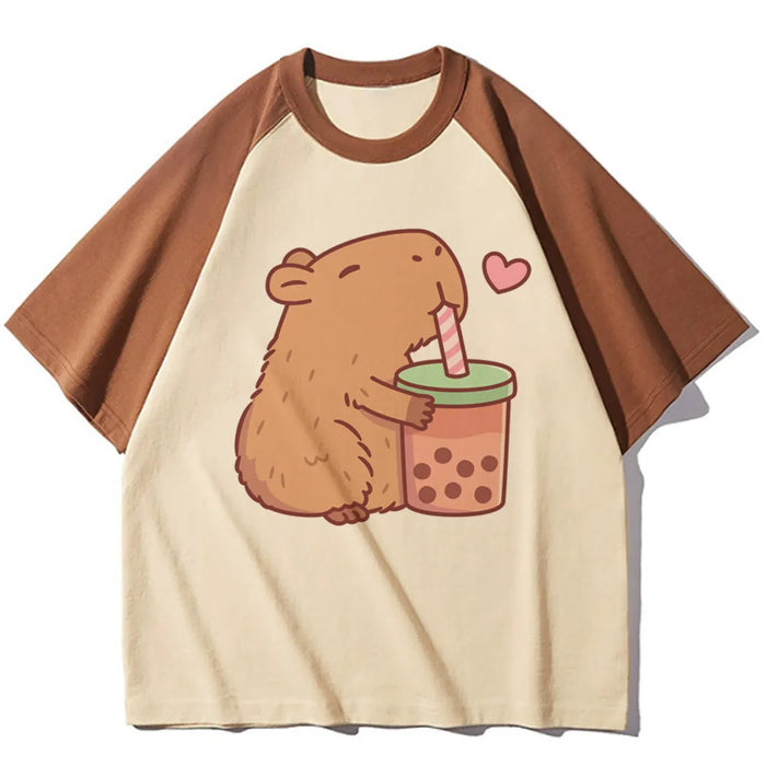 Capybara t-shirts women athleisure comfortable t-shirts female harajuku Japanese funny clothes