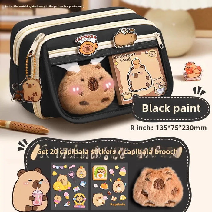 Capybara 9-layer large capacity pencil case, large capacity pencil case flip cover stationery pencil case stationery storage bag