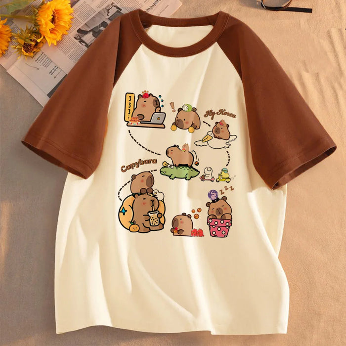 Funny Capybara T-shirts Men Women Summer Cute Animal T Shirt Short Sleeve Graphic T Shirts Streetwear Women's Clothing