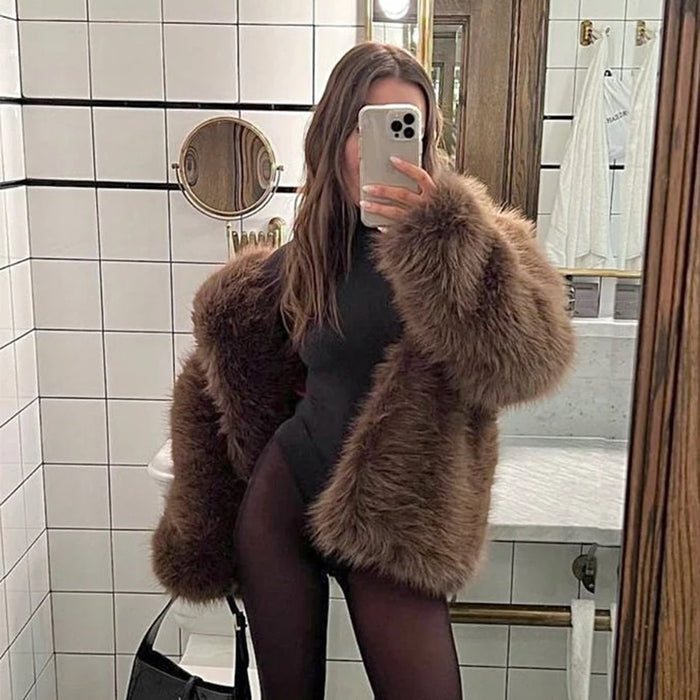Luxury Brand Eco-coat Exclusive Fluffy Furry Faux Fur
